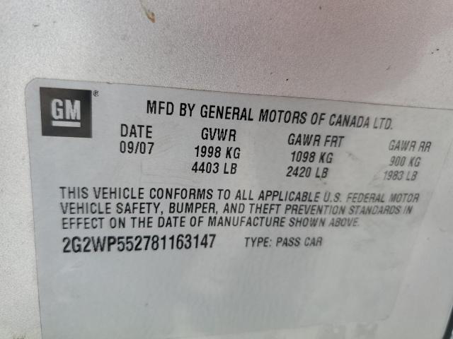 2G2WP552781163147 - 2008 PONTIAC GRAND PRIX 灰色 照片 12