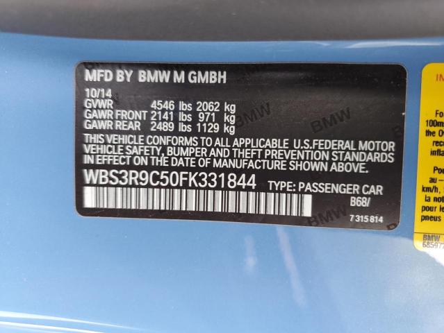 WBS3R9C50FK331844 - 2015 BMW M4 BLUE photo 12