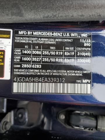 4JGDA5HB4EA339312 - 2014 MERCEDES-BENZ ML 350 4MATIC BLUE photo 13