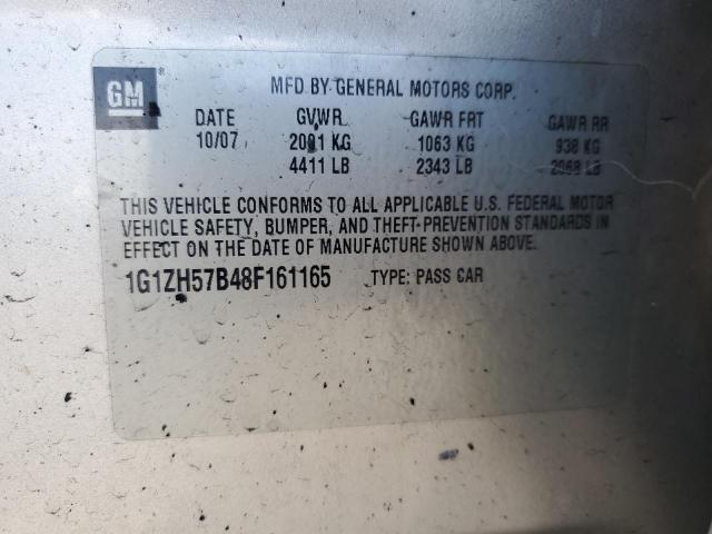 1G1ZH57B48F161165 - 2008 CHEVROLET MALIBU 1LT SILVER photo 12