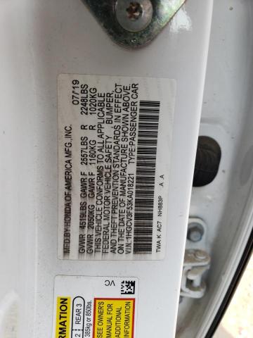 1HGCV3F53KA018221 - 2019 HONDA ACCORD HYBRID EXL WHITE photo 12