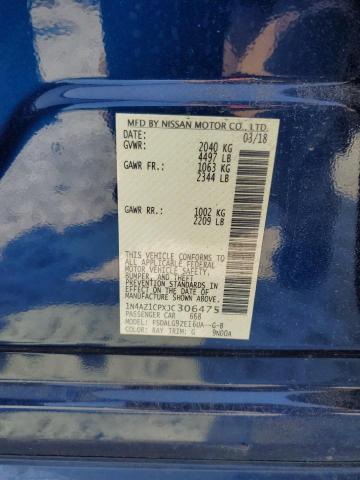 1N4AZ1CPXJC306475 - 2018 NISSAN LEAF S BLUE photo 12