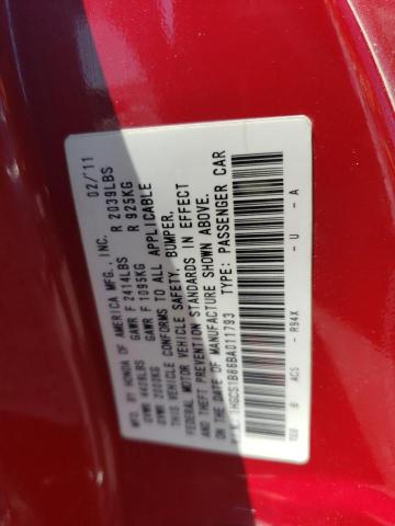 1HGCS1B86BA011793 - 2011 HONDA ACCORD EXL RED photo 13