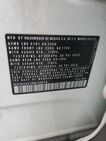 3VV3B7AX7NM130018 - 2022 VOLKSWAGEN TIGUAN SE Weiß Foto 12