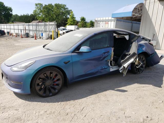 5YJ3E1EC6MF036225 - 2021 TESLA MODEL 3 BLUE photo 1