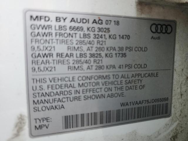 WA1VAAF75JD055058 - 2018 AUDI Q7 PRESTIGE 白色 照片 14