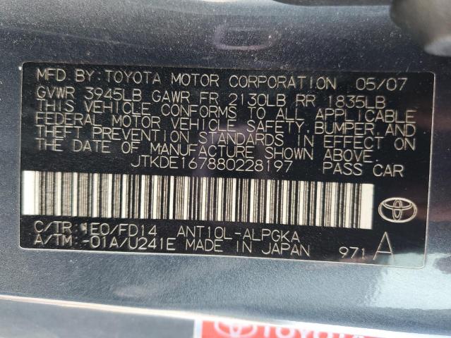 JTKDE167880228197 - 2008 TOYOTA SCION TC 灰色 照片 12
