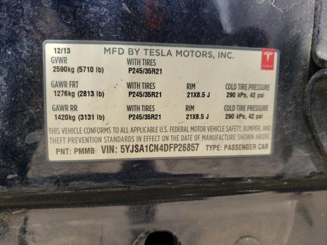 5YJSA1CN4DFP26857 - 2013 TESLA MODEL S ლურჯი ფოტო 13