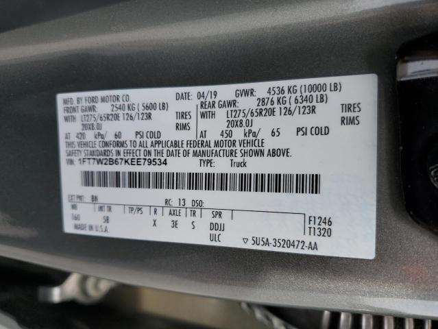 1FT7W2B67KEE79534 - 2019 FORD F250 SUPER DUTY GRAY photo 13