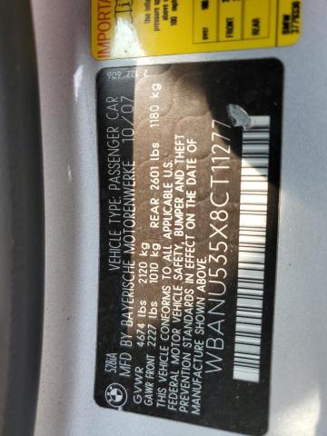 WBANU535X8CT11277 - 2008 BMW 528 I SILVER photo 12