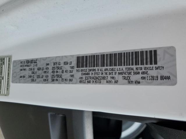 3C6TRVAG9HE520817 - 2017 RAM PROMASTER 1500 STANDARD WHITE photo 13