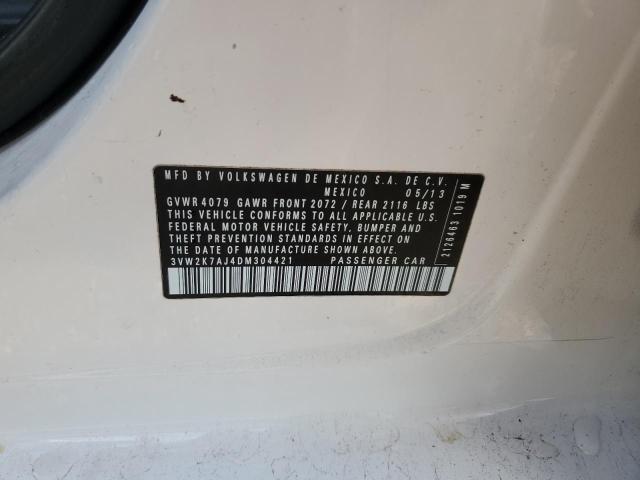 3VW2K7AJ4DM304421 - 2013 VOLKSWAGEN JETTA BASE 白色 照片 12