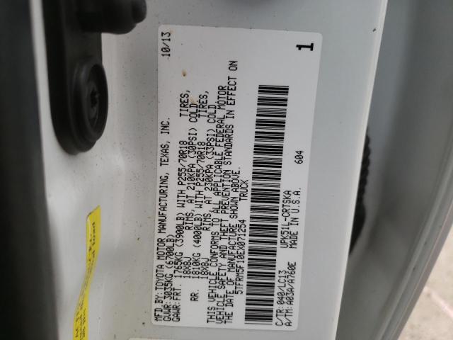 5TFRM5F10EX071254 - 2014 TOYOTA TUNDRA DOUBLE CAB SR/SR5 WHITE photo 12