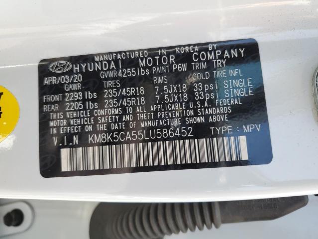 KM8K5CA55LU586452 - 2020 HYUNDAI KONA ULTIMATE WHITE photo 13