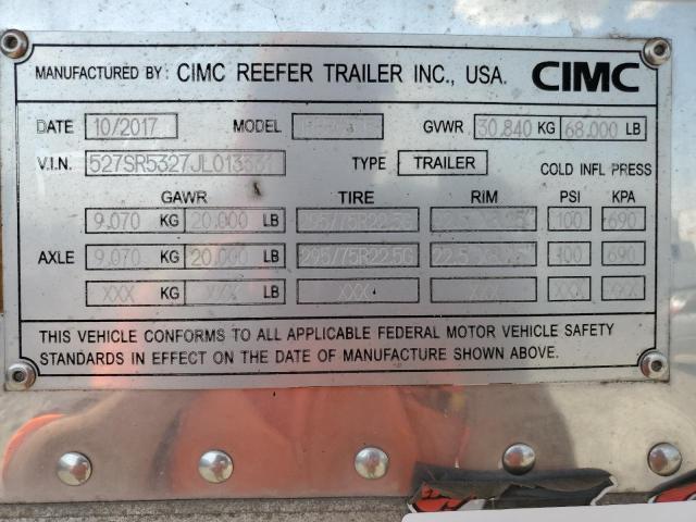 527SR5327JL013331 - 2018 CIMC TRAILER WHITE photo 10