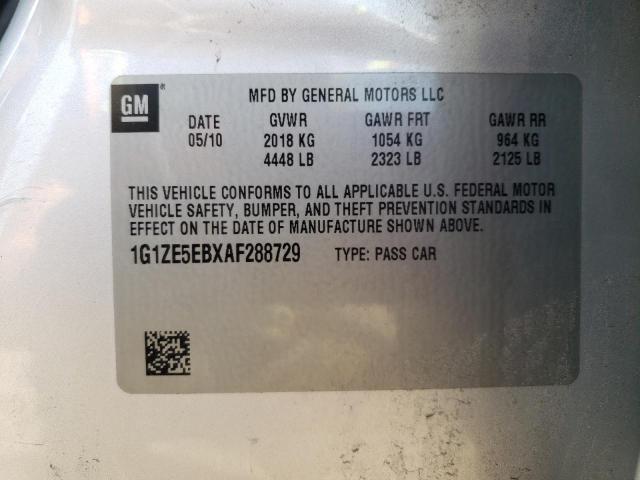 1G1ZE5EBXAF288729 - 2010 CHEVROLET MALIBU LTZ ვერცხლისფერი ფოტო 12