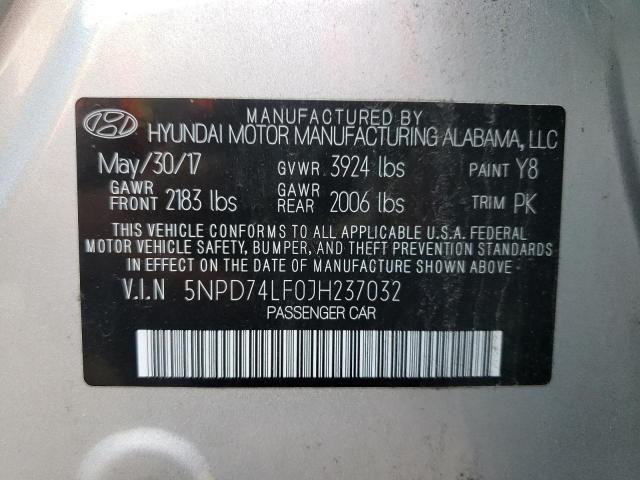 5NPD74LF0JH237032 - 2018 HYUNDAI ELANTRA SE SILVER photo 13