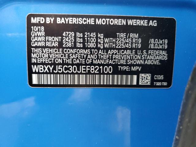 WBXYJ5C30JEF82100 - 2018 BMW X2 XDRIVE28I ლურჯი ფოტო 13