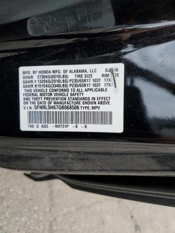 5FNRL5H67GB068506 - 2016 HONDA ODYSSEY EXL BLACK photo 13