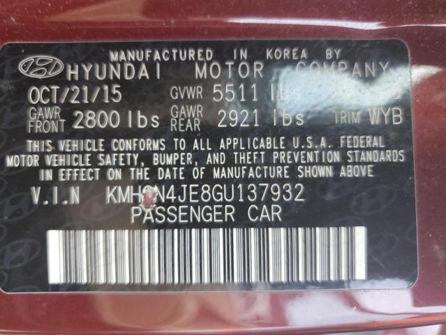 KMHGN4JE8GU137932 - 2016 HYUNDAI GENESIS 3.8L MAROON photo 12