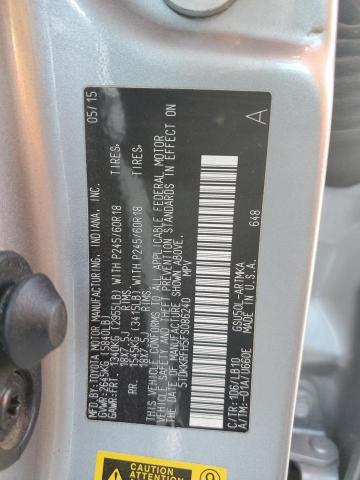 5TDKKRFH5FS086240 - 2015 TOYOTA HIGHLANDER XLE SILVER photo 13