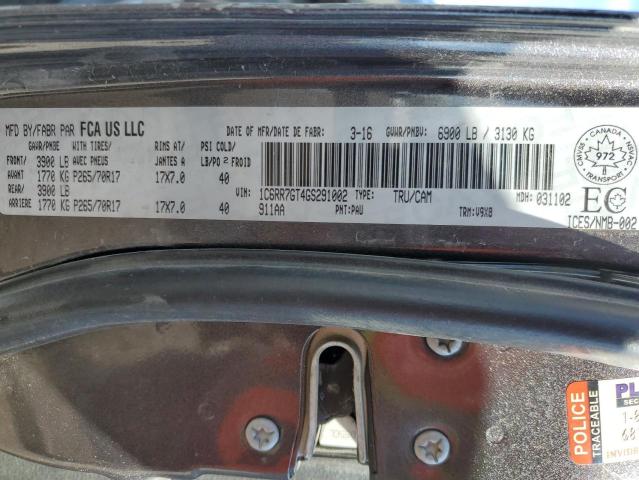 1C6RR7GT4GS291002 - 2016 RAM 1500 SLT BLACK photo 13