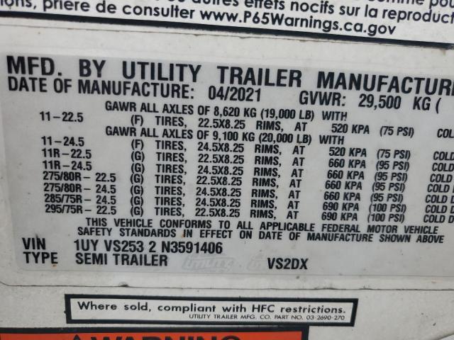 1UYVS2532N3591406 - 2022 UTILITY VS2DX WHITE photo 10