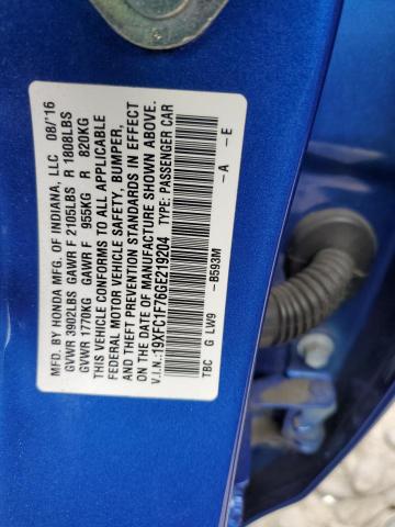 19XFC1F76GE219204 - 2016 HONDA CIVIC EXL 蓝色 照片 12