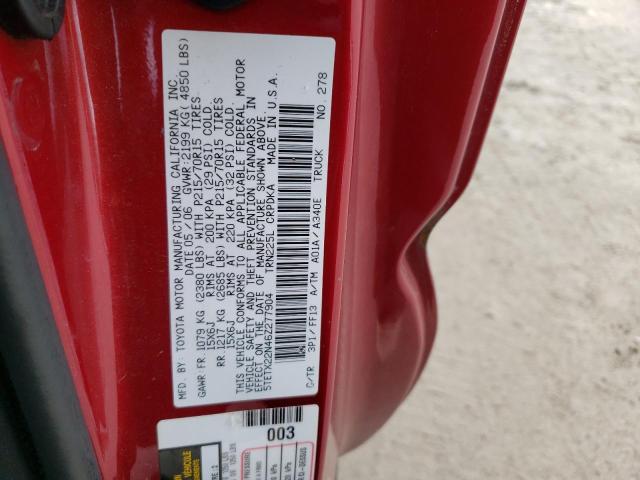 5TETX22N46Z277904 - 2006 TOYOTA TACOMA ACCESS CAB წითელი ფოტო 12