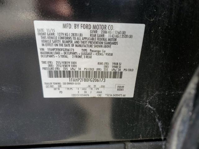 1FAHP2F80FG206173 - 2015 FORD TAURUS LIMITED BLACK photo 12