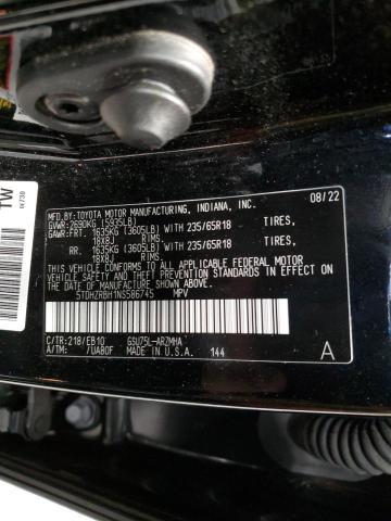 5TDHZRBH1NS586745 - 2022 TOYOTA HIGHLANDER XLE BLACK photo 14