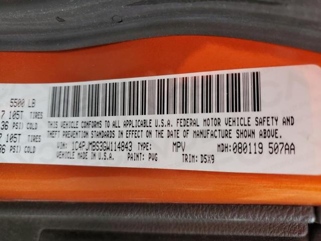 1C4PJMBS3GW114843 - 2016 JEEP CHEROKEE TRAILHAWK ORANGE photo 13