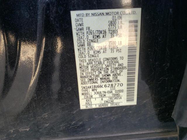 5N1AR18U66C628770 - 2006 NISSAN PATHFINDER LE 黑色 照片 10