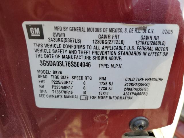 3G5DA03L76S504946 - 2006 BUICK RENDEZVOUS CX RED photo 13