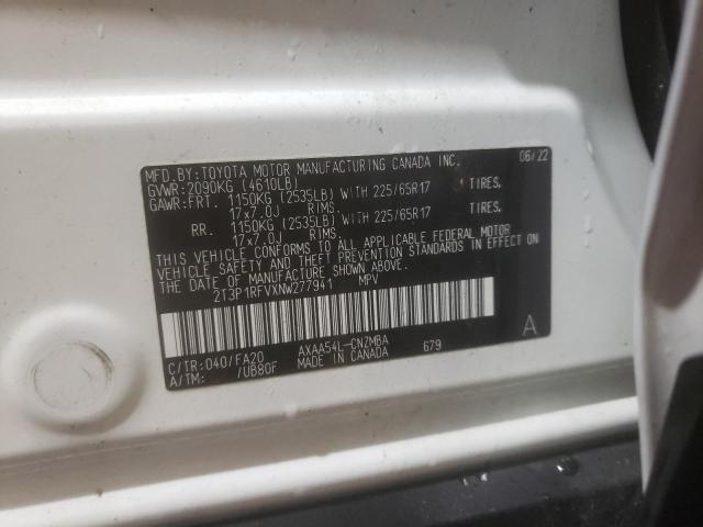 2T3P1RFVXNW277941 - 2022 TOYOTA RAV4 XLE WHITE photo 13