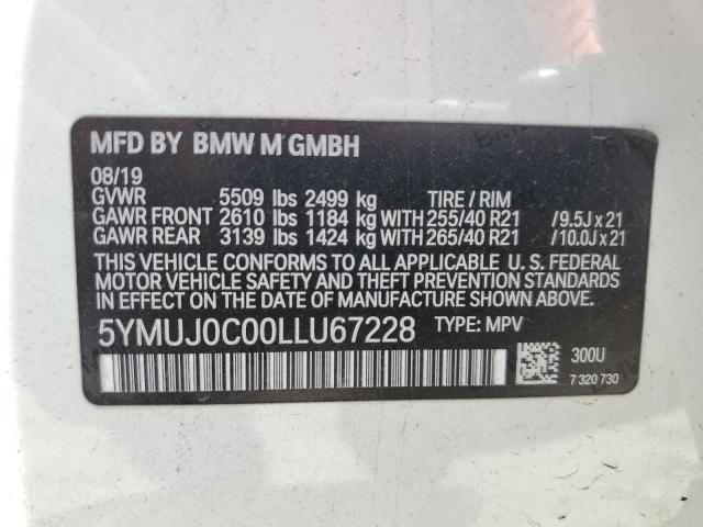 5YMUJ0C00LLU67228 - 2020 BMW X4 M COMPETITION WHITE photo 13