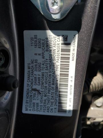 2HGFC2F68MH514173 - 2021 HONDA CIVIC LX ნაცრისფერი ფოტო 12