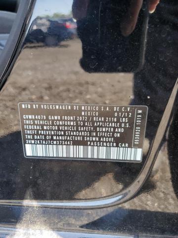 3VW2K7AJ7CM373442 - 2012 VOLKSWAGEN JETTA BASE 黑色 照片 12