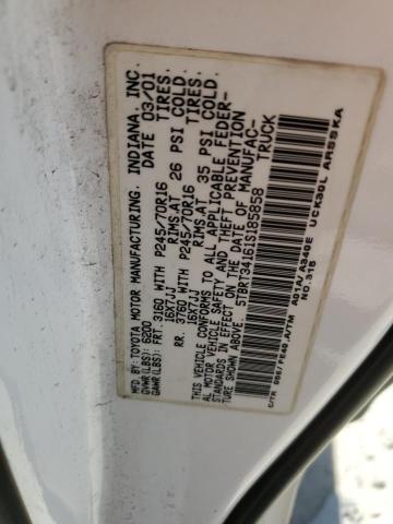 5TBRT34161S185858 - 2001 TOYOTA TUNDRA ACCESS CAB WHITE photo 12