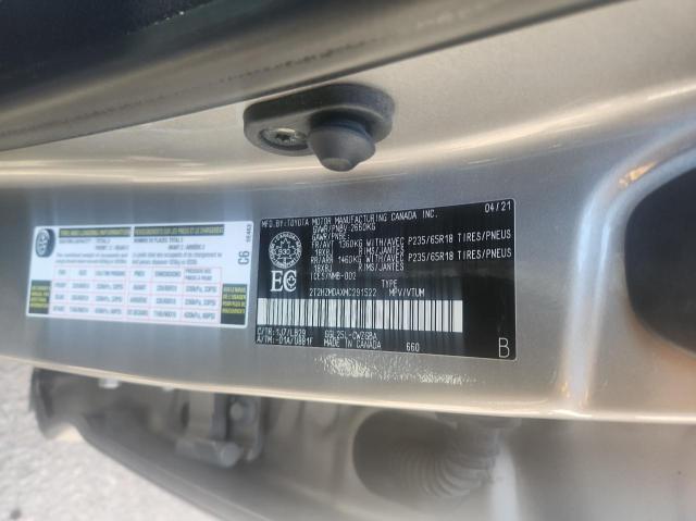 2T2HZMDAXMC291522 - 2021 LEXUS RX 350 GRAY photo 10