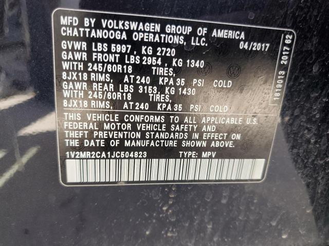 1V2MR2CA1JC504823 - 2018 VOLKSWAGEN ATLAS SEL BLACK photo 13