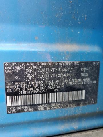 2T3H1RFV1MW145749 - 2021 TOYOTA RAV4 LE BLUE photo 13