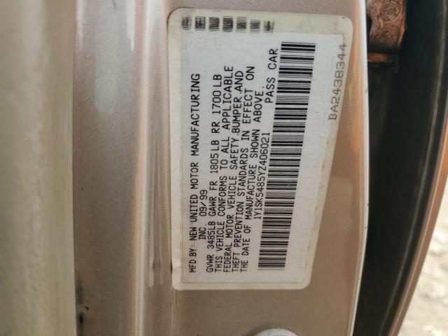 1Y1SK5485YZ406021 - 2000 CHEVROLET GEO PRIZM BASE TAN photo 12