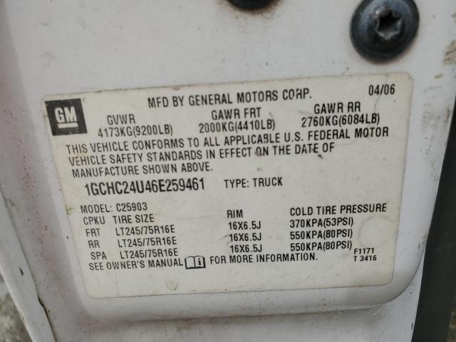 1GCHC24U46E259461 - 2006 CHEVROLET SILVERADO C2500 HEAVY DUTY WHITE photo 12