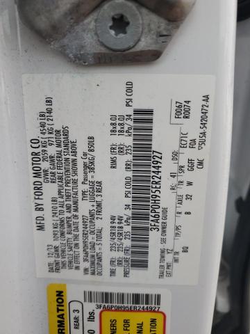 3FA6P0H95ER244927 - 2014 FORD FUSION SE WHITE photo 12