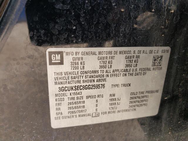 3GCUKSEC8GG259576 - 2016 CHEVROLET SILVERADO K1500 LTZ BLACK photo 12