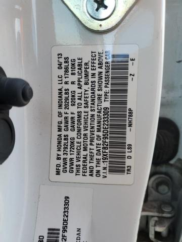 19XFB2F95DE233309 - 2013 HONDA CIVIC EXL WHITE photo 12