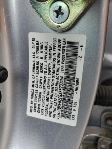 19XFB2F9XFE233454 - 2015 HONDA CIVIC EXL SILVER photo 12