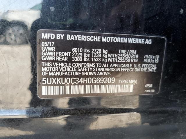 5UXKU0C34H0G69209 - 2017 BMW X6 SDRIVE35I BLACK photo 13
