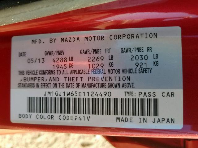 JM1GJ1W65E1124490 - 2014 MAZDA 6 GRAND TOURING  photo 10